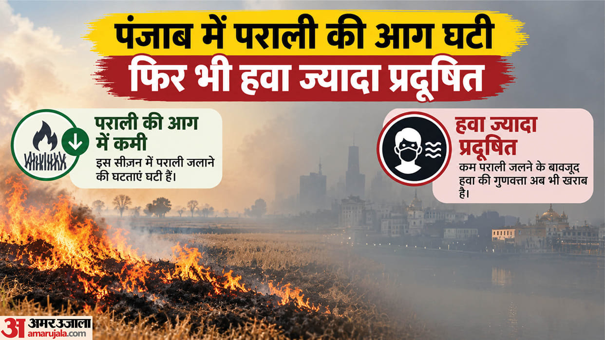 Stubble burning decreased in Punjab AQI hits 102 asthma and heart patients face difficulties