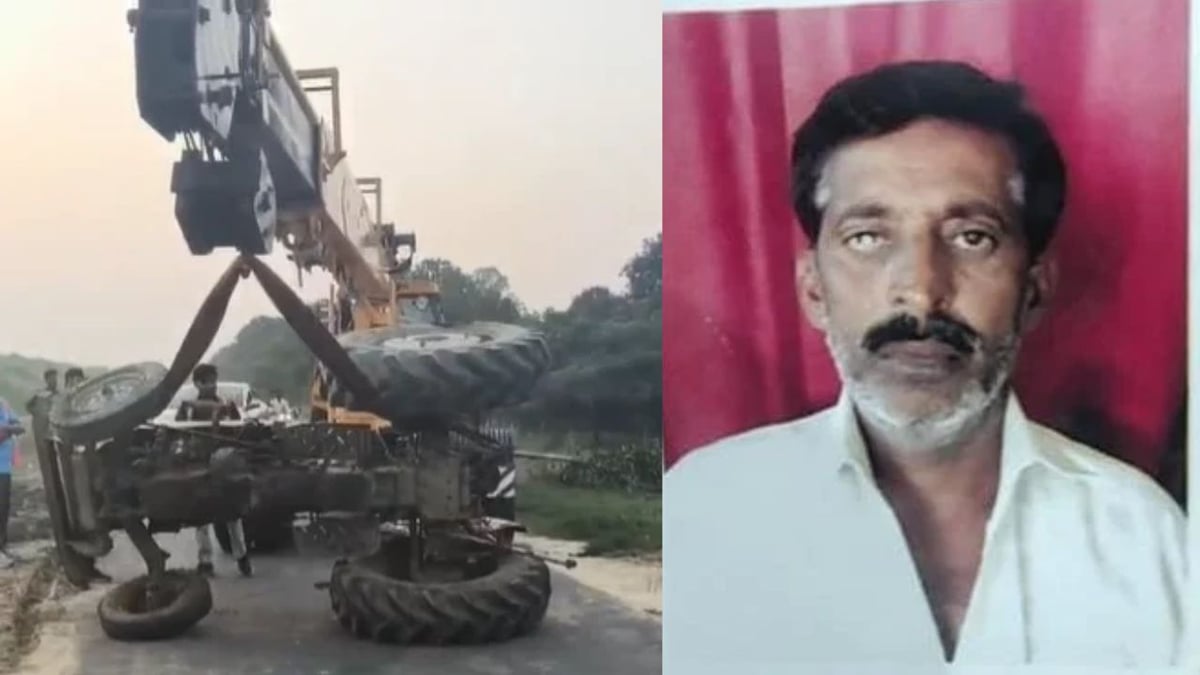 गंगा एक्सप्रेसवे की सर्विस लेन पर हादसा: हापुड़ में पिकअप को बचाने में पलटा ट्रैक्टर, नीचे दबकर किसान की मौत