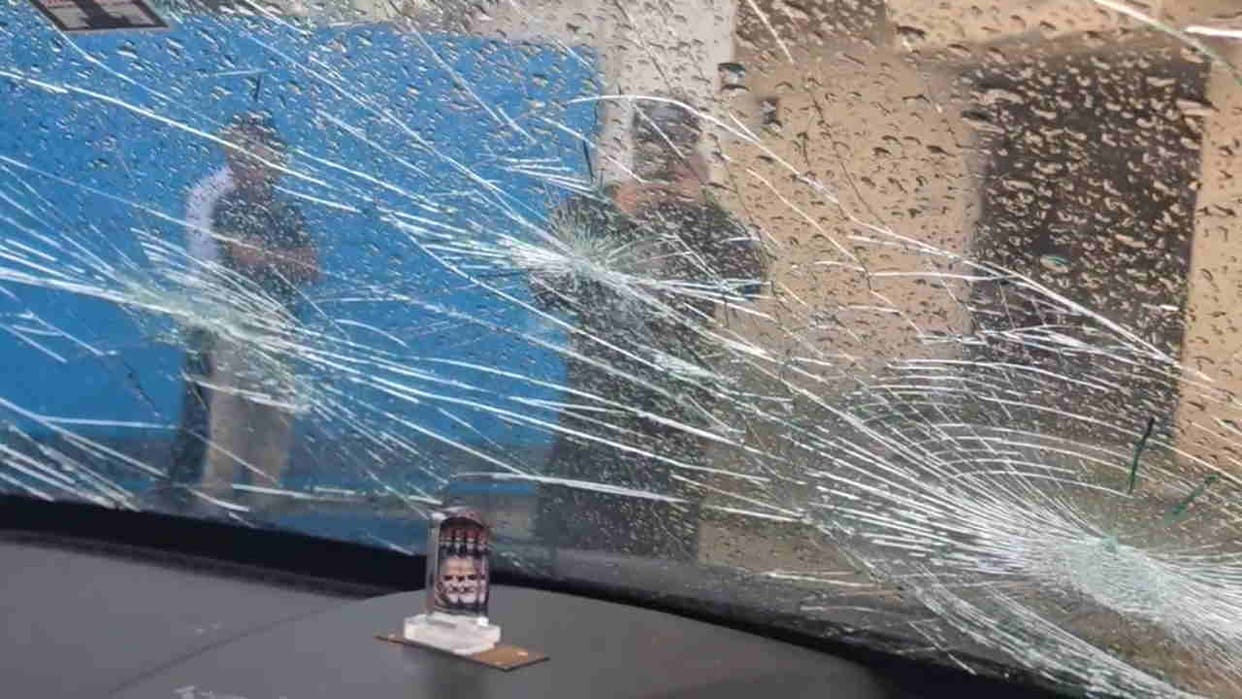 Heavy hailstorm in haridwar sparks panic hailstones Shatter car windows people run for safet