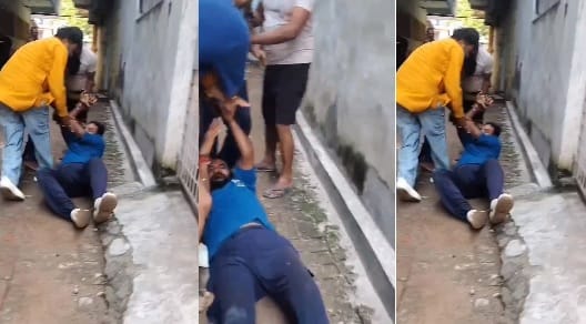 Kanpur Brazen display of muscle power in front of police youth brutally beaten and dragged dispute over drain