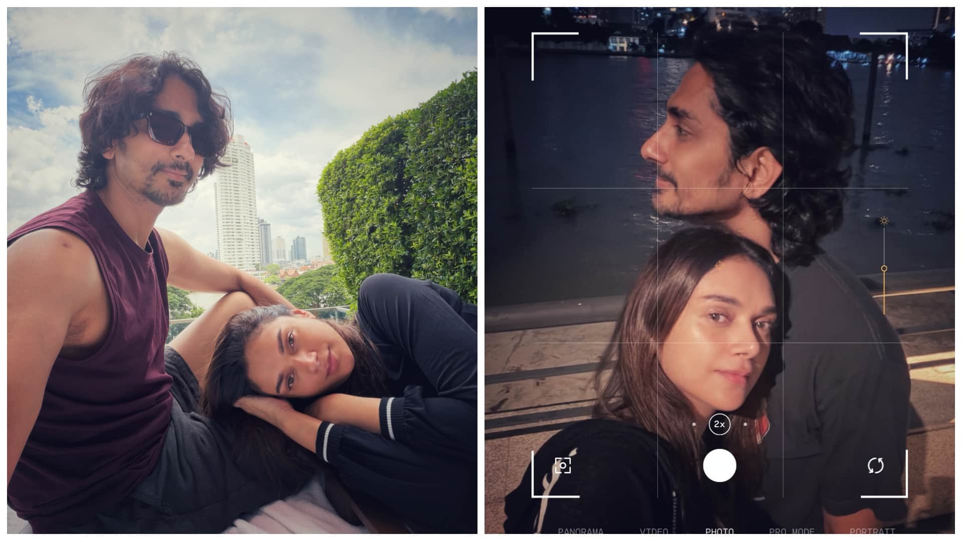 Aditi Rao Hydari in bangkok pose in pool with husband siddharth see photos