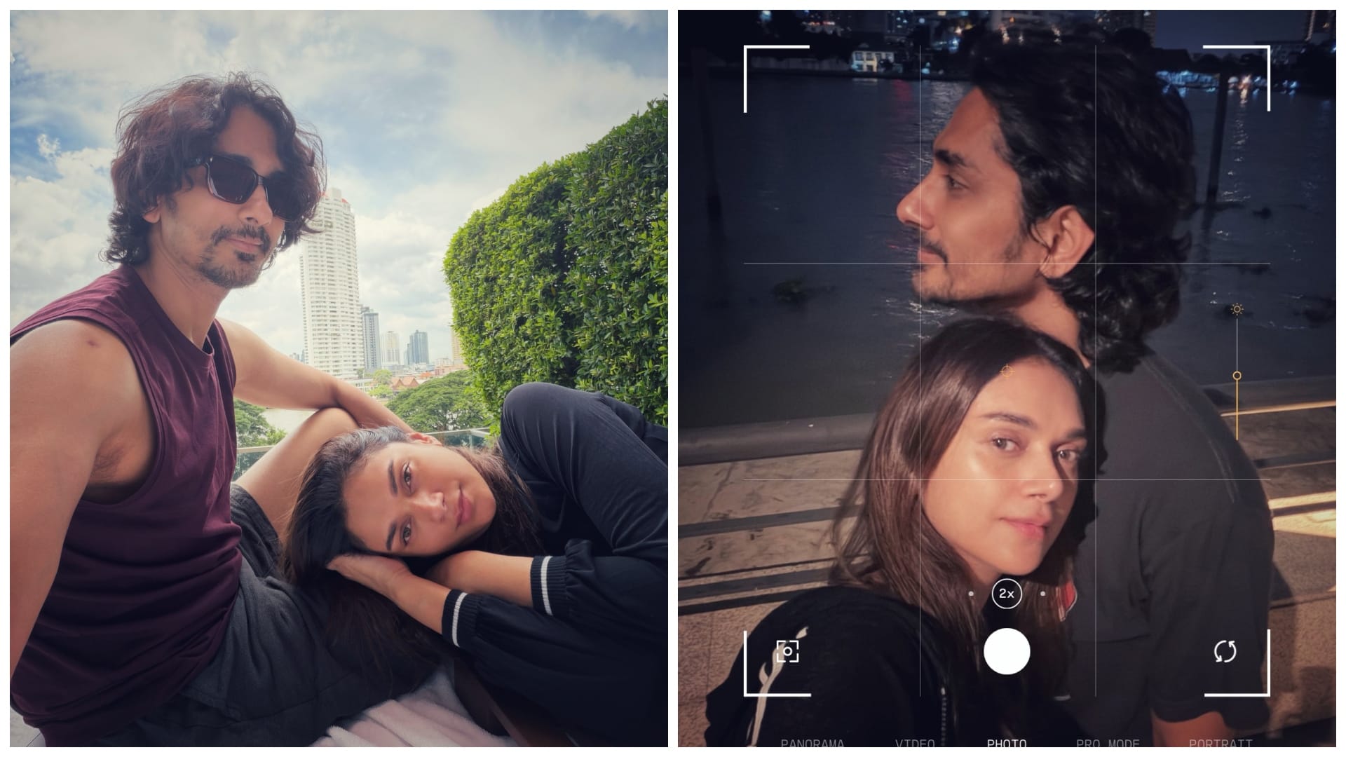 Aditi Rao Hydari in bangkok pose in pool with husband siddharth see photos