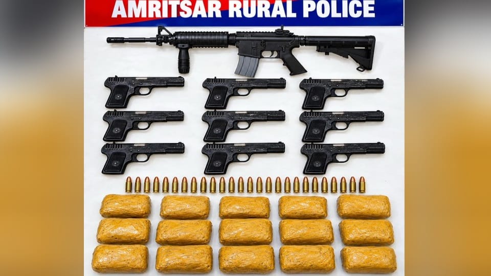 Two smuggling networks busted in Amritsar four arrested M16 rifle pistols cartridges recovered