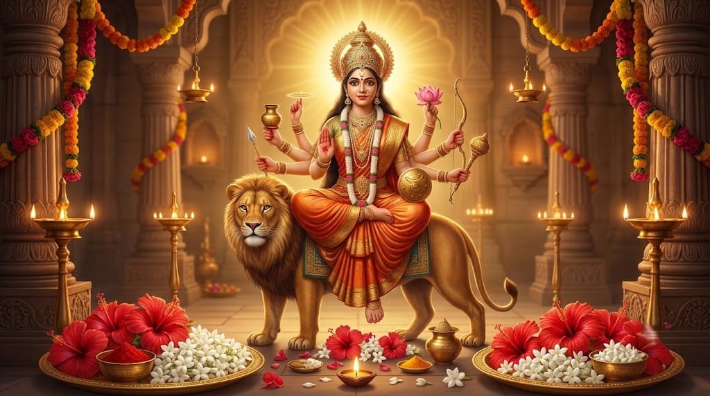Shardiya Navratri 2026 Which Flowers Should You Offer to the 9 Forms of Maa Durga?