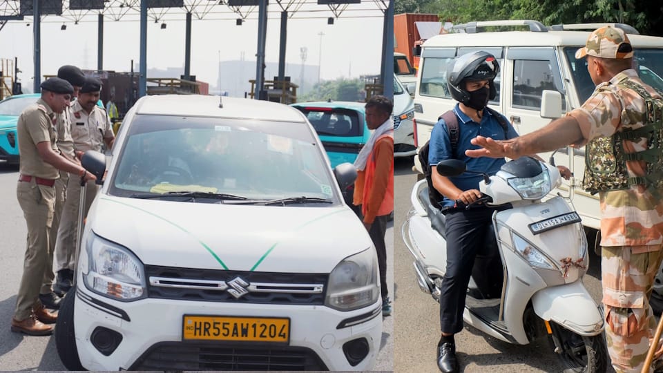 CJP Protest Delhi Vehicle checks being conducted at various locations in Ghaziabad, Noida, Gurugram, Faridabad