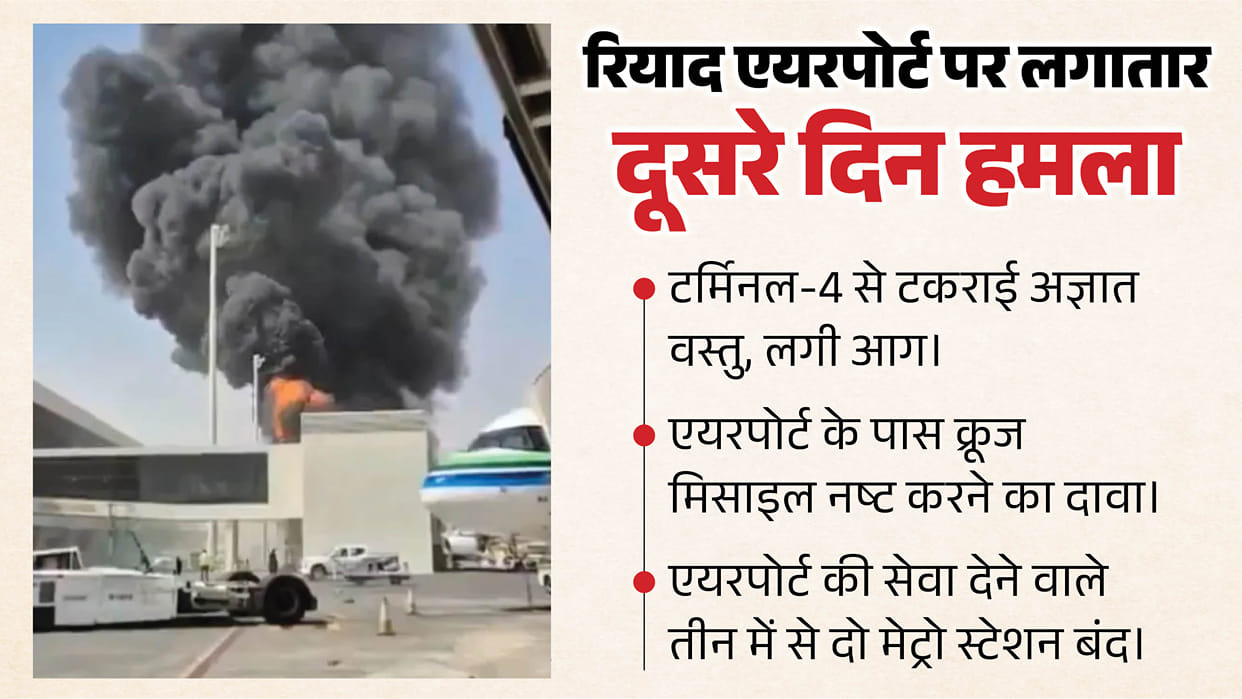 riyadh airport attack Terminal 4 fire cruise missile intercepted