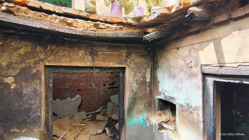 Lightning Strike Damages House in Shamli Village, Family Escapes; Losses Estimated in Lakhs