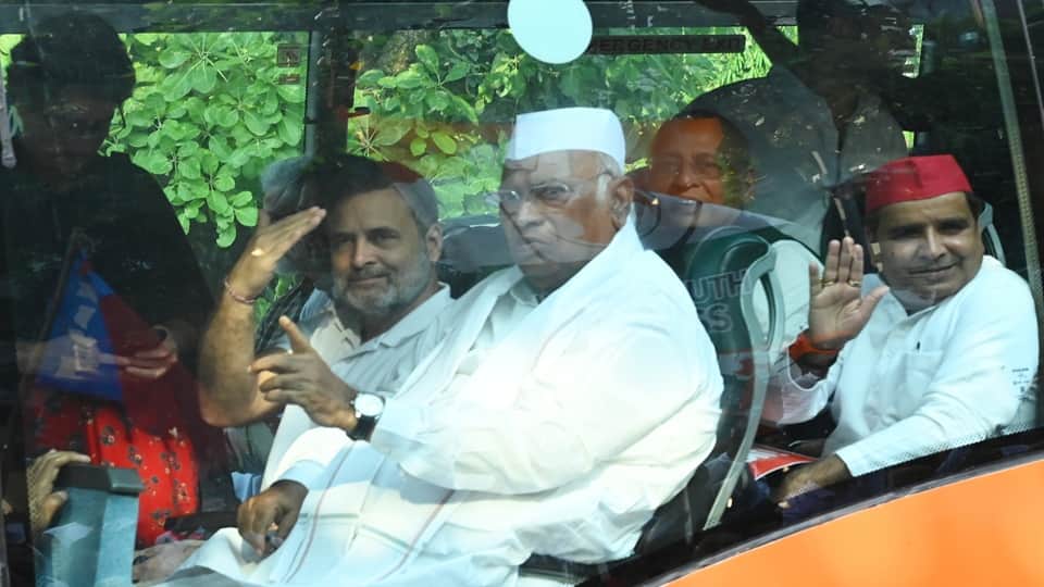 INDIA bloc rahul gandhi akhilesh yadav protest in Delhi against SIR