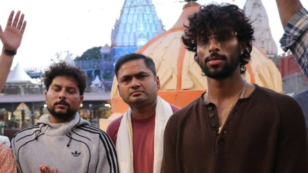 Ujjain: Team India stars Kuldeep Yadav and Tilak Varma visit Mahakal temple, join Bhasma Aarti