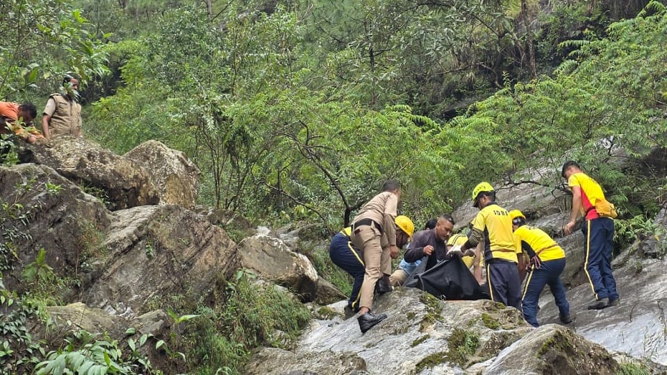 Scooty washed away in a rain drain in Pithoragarh