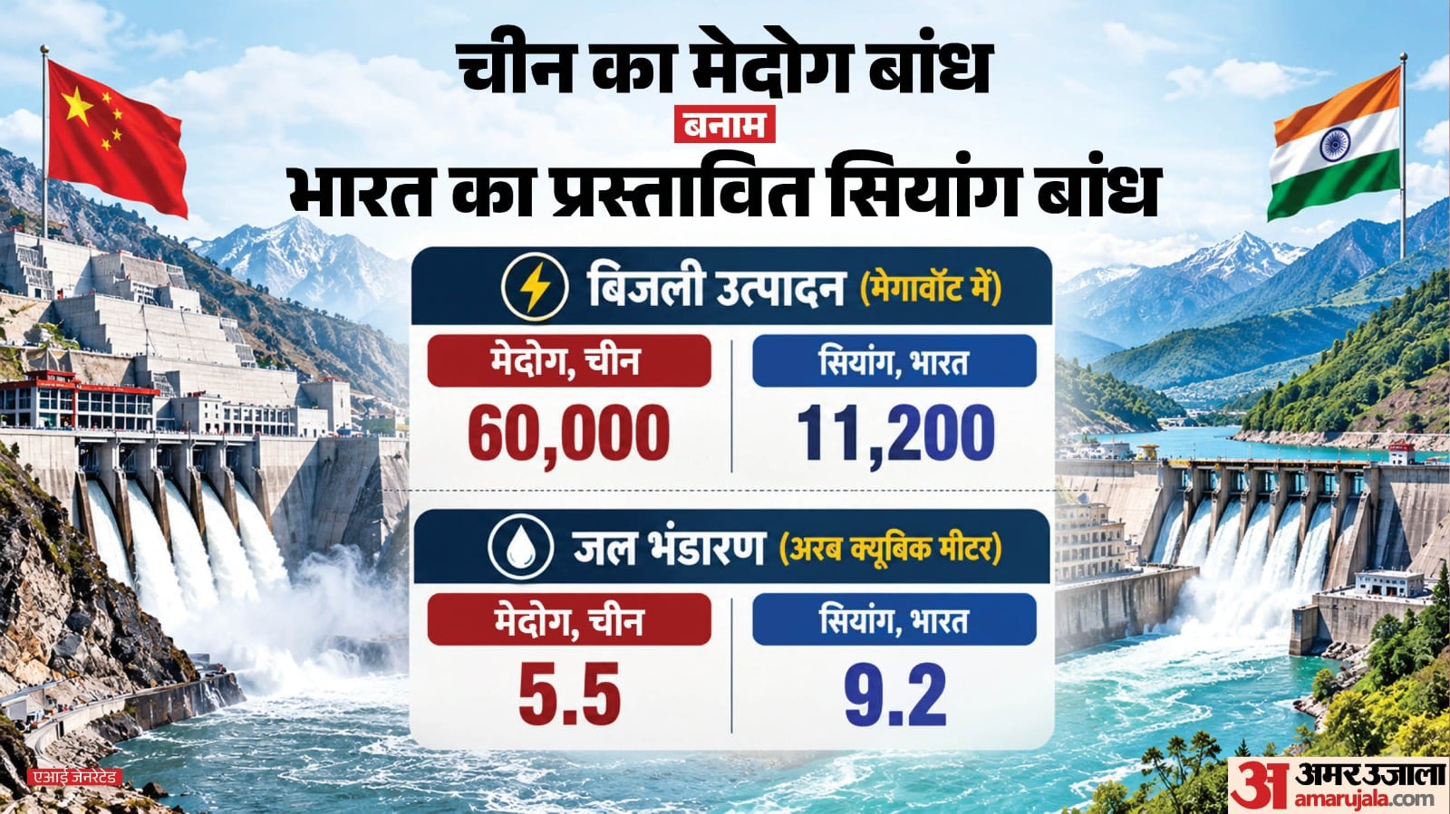 भारत और चीन में बन रहे बांध का फर्क।