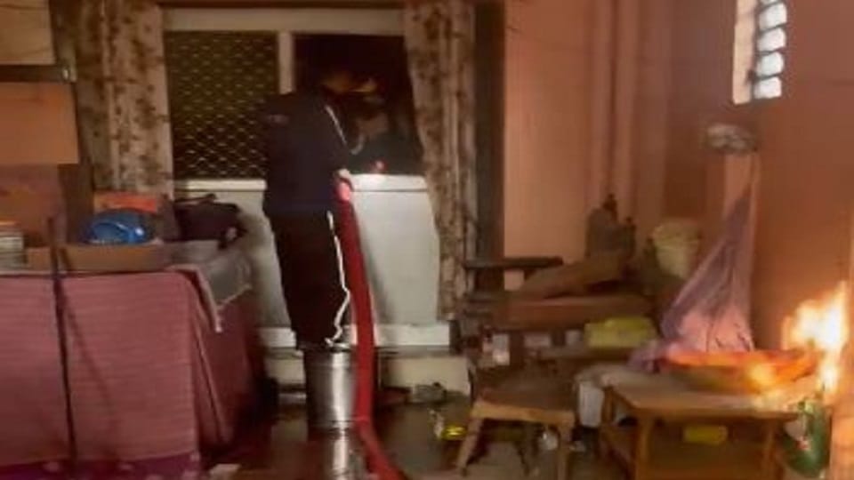 Fire breaks out in a closed two-story house in haldwani