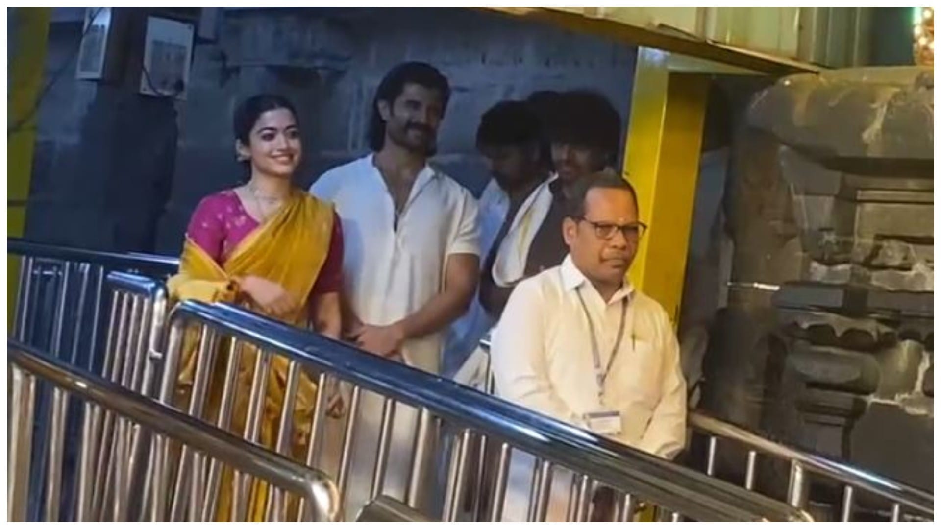 Vijay Deverakonda and Rashmika Mandanna offer prayers at Tirumala temple before Ranabaali Release