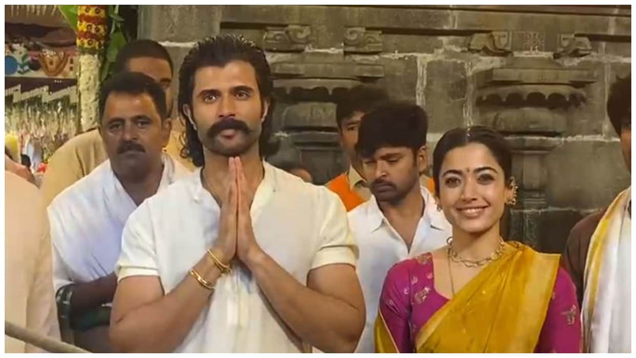 Vijay Deverakonda and Rashmika Mandanna offer prayers at Tirumala temple before Ranabaali Release