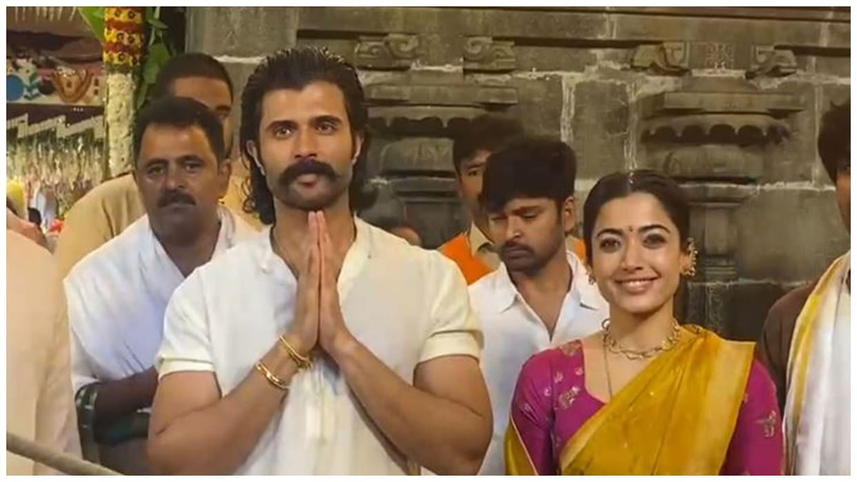 Vijay Deverakonda and Rashmika Mandanna offer prayers at Tirumala temple before Ranabaali Release