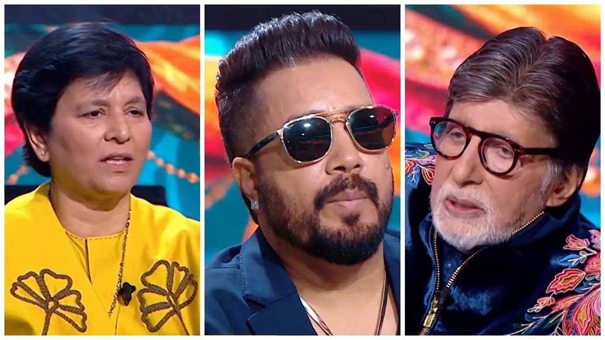 Falguni Pathak and mika Singh reached in Kaun Banega Crorepati 18 Amitabh Dialogue in Punjabi And Gujrati