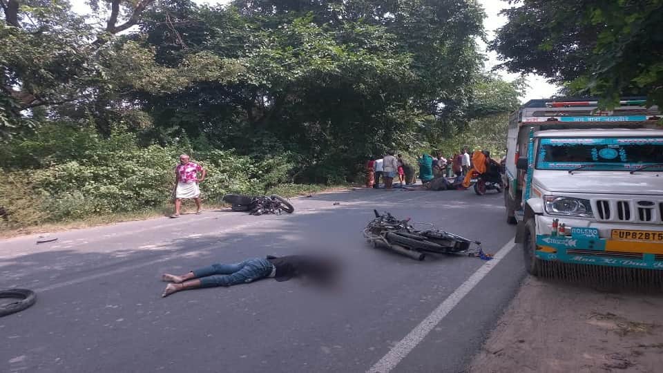 Minor rams two bike riders with car at aliganj in Etah three dead