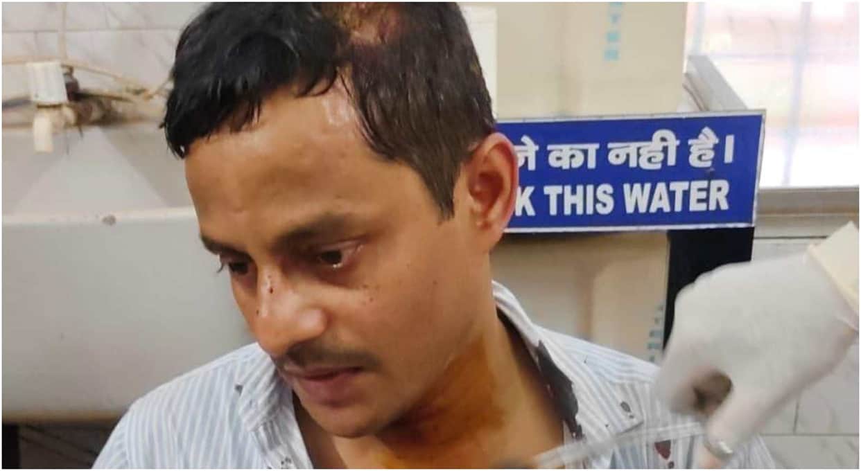 patna stf inspector amit kumar helmet attack bjp leader jyoti shekhar singh detained