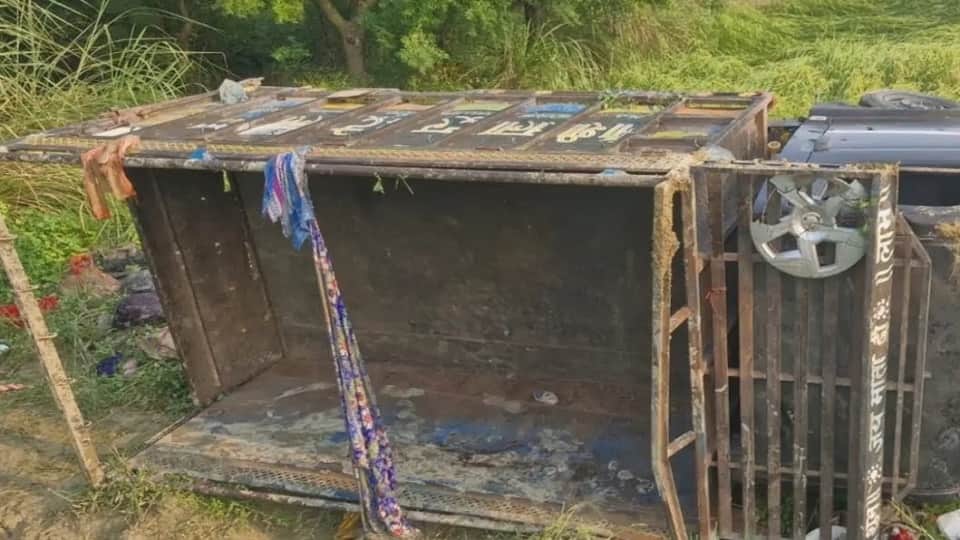 Loader overturns into roadside ditch after going out of control in Etah 20 injured