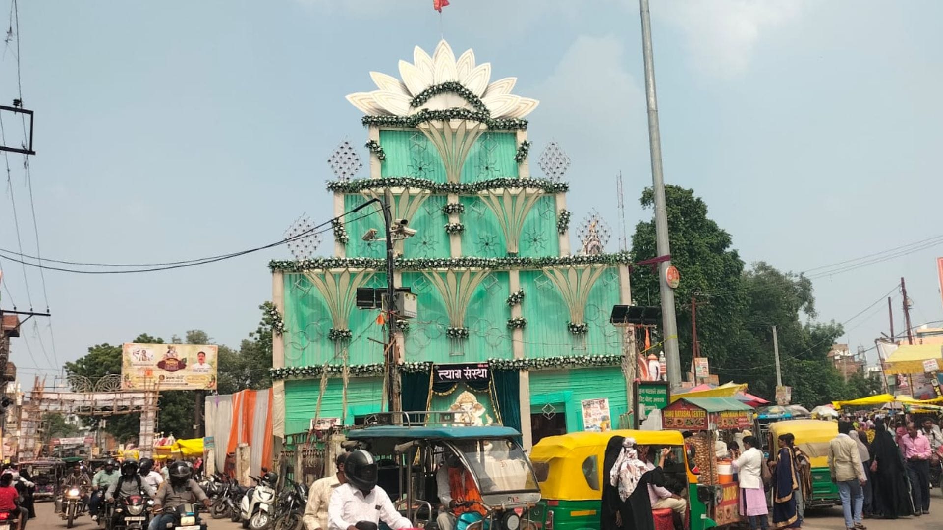 From lotus sun motif Kainchi Dham Glimpses Indian culture and tableaus Ramayana display Jaunpur pandals