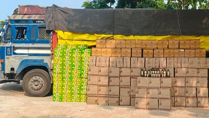 Liquor 65 lakh hidden behind crates Lahori Jeera two arrested truck route from Haryana to Jharkhand