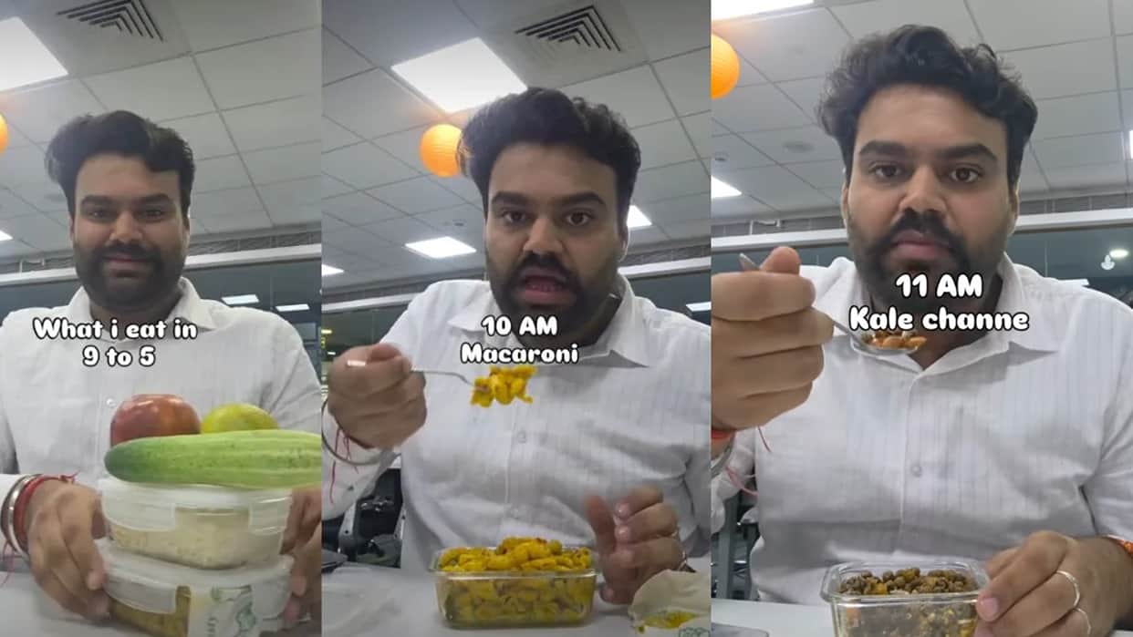 man keeps eating during 8 hour shift samosa macroni and golgappa menu goes viral watch video
