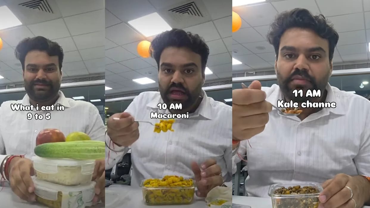 man keeps eating during 8 hour shift samosa macroni and golgappa menu goes viral watch video