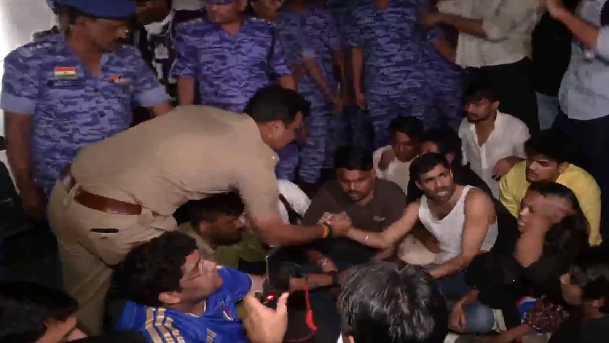 NSUI activists who were protesting have been taken into custody