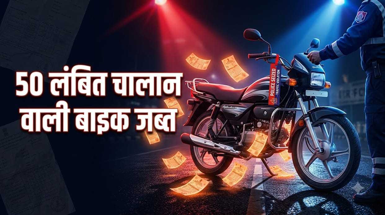 Gurugram Police Impounds Motorcycle With 50 Pending Challans Totaling Rs 3.22 Lakh