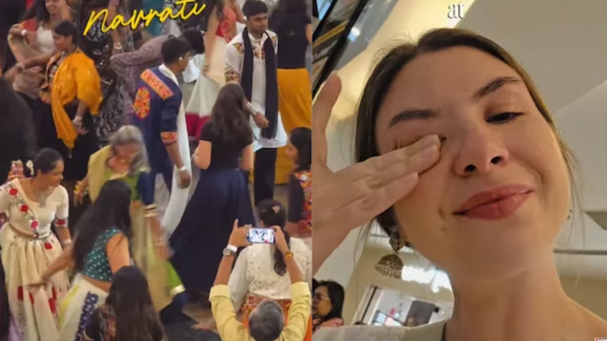 Romanian Woman Gets Emotional Watching Garba in Mumbai Video goes Viral on Internet
