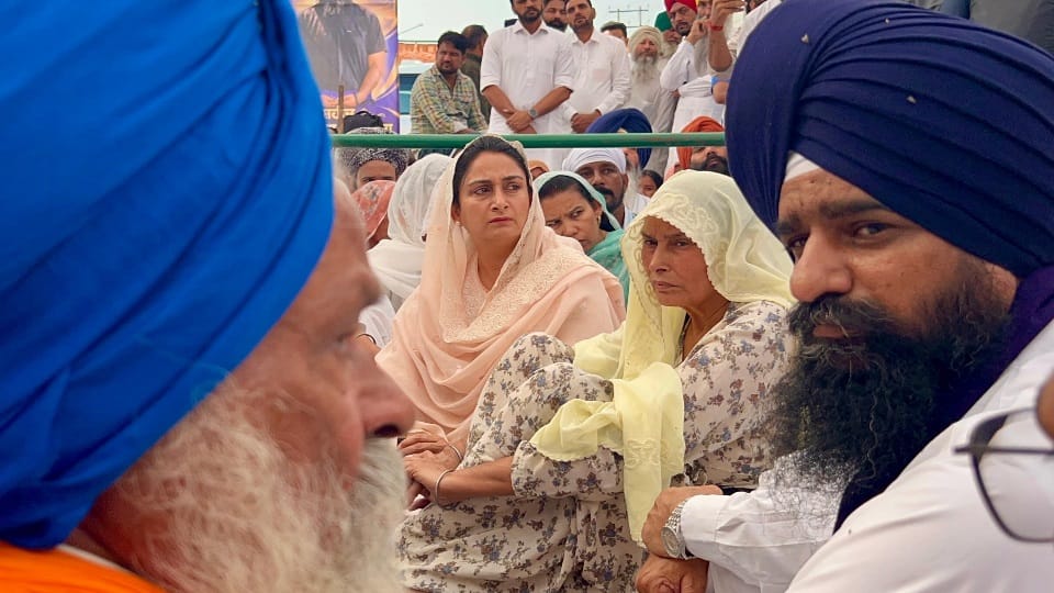 Jhota murder case MP Harsimrat Badal joins protest in Mansa demands dismissal of Mann government