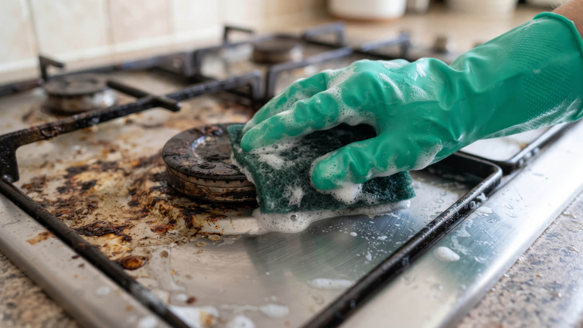 Clean gas stove grease easily at home ganda gas chulha kaise chamkayen