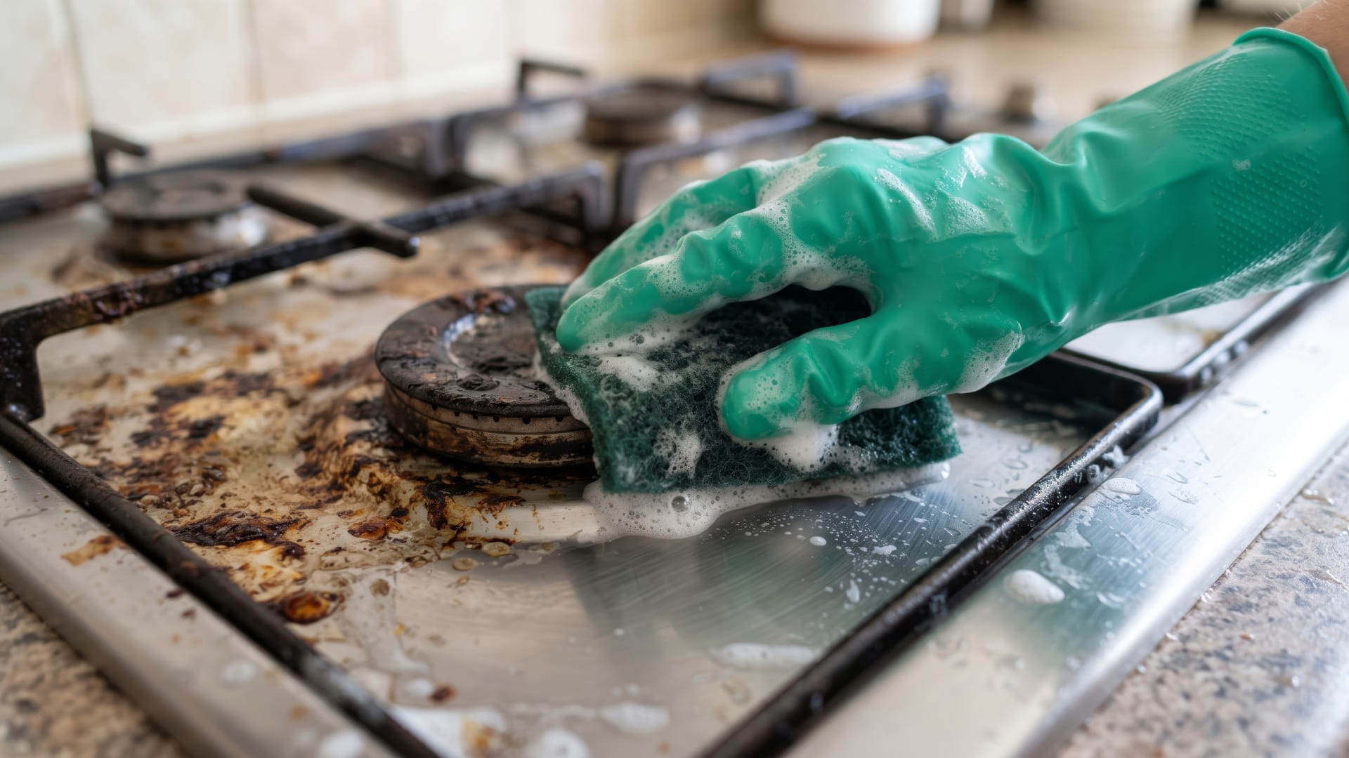 Clean gas stove grease easily at home ganda gas chulha kaise chamkayen