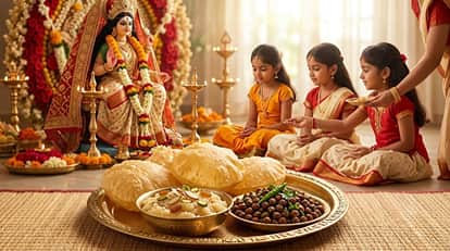 Navratri 2026 The Religious Significance of Offering Halwa Puri and Black Chana to Maa Durga