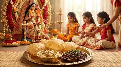 Navratri 2026 The Religious Significance of Offering Halwa Puri and Black Chana to Maa Durga