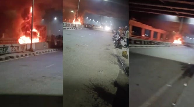 कानपुर सड़क हादसा: खड़े ट्रक से टकराई ई-बाइक लदी गाड़ी, आग लगने से परिचालक जिंदा जला, चालक को पुलिस ने बचाया