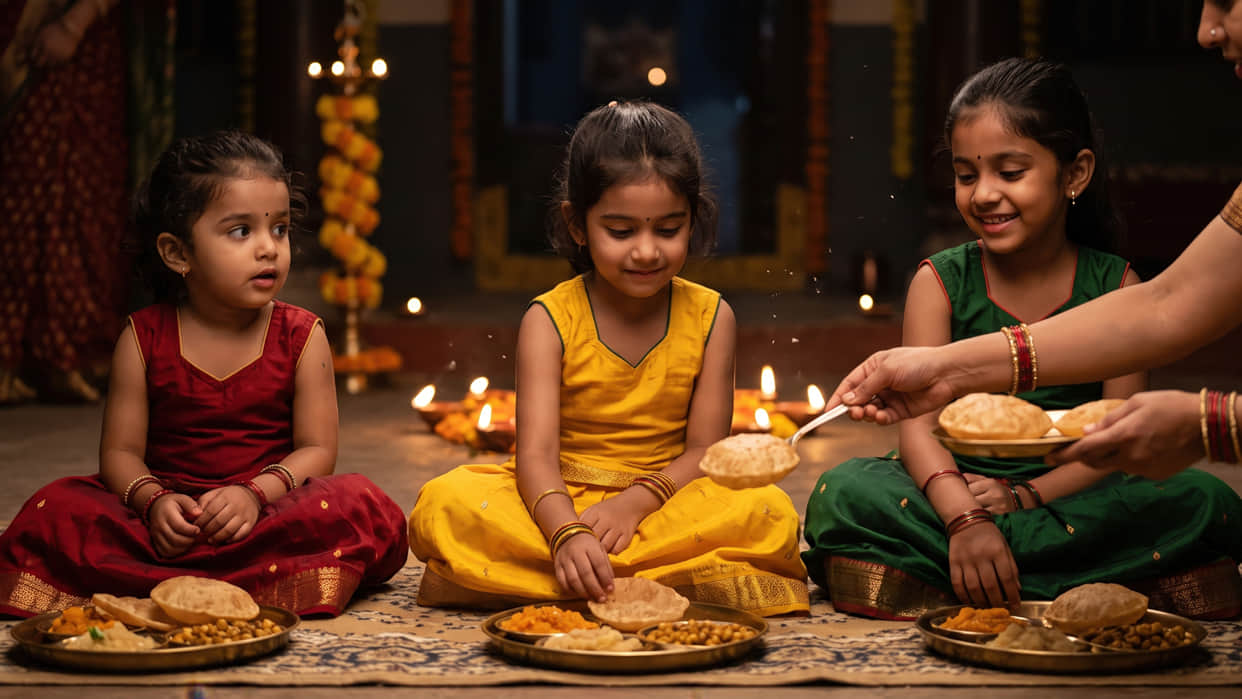 Shardiya navratri ashtami navami kanya pujan you can serve these sweet dishes along side halwa on the plates