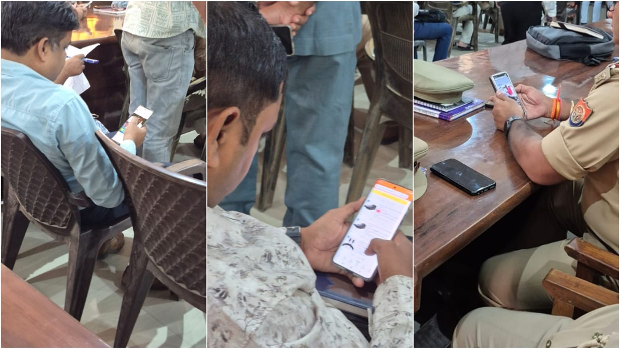 Officials spotted checking Diwali offers on their phones during Samadhan Diwas