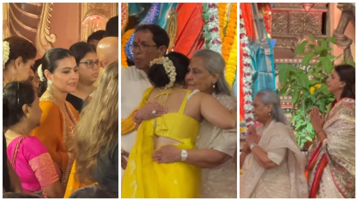Kajol Jaya Bachchan and Tanishaa Mukerji went to Durga Pooja Pandal for pooja
