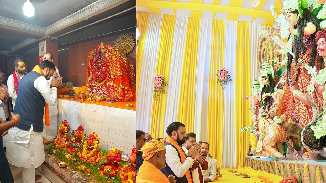 Bihar: CM Samrat Choudhary visited three Durga Puja pandals in Patna and sought blessings from Goddess Durga.