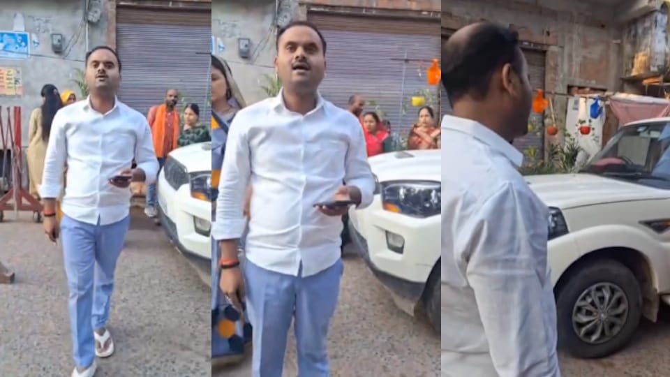 Jhansi BJP Leader Clashes with Security Guards Over Navratri Fair Barricades, Video Goes Viral