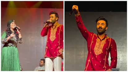 Ramayana Actor Ranbir Kapoor in Durga puja pandal sings Kabira songs with Harshdeep Kaur video viral