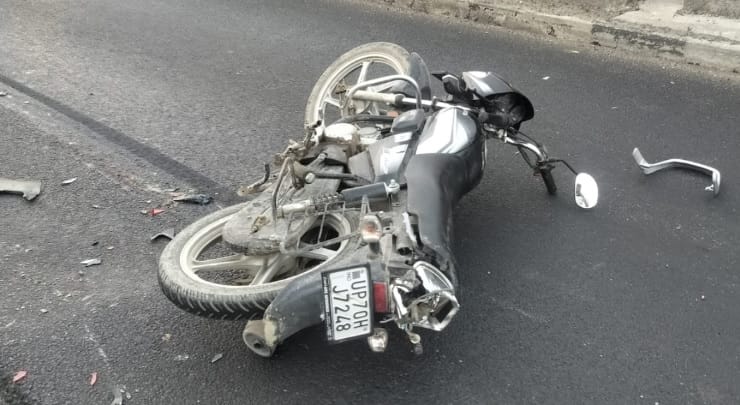 Kanpur Motorcycle goes out of control and falls rider run over by speeding vehicle and died