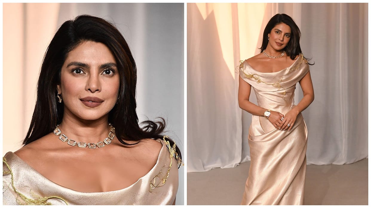 Priyanka Chopra at Academy Museum Gala wears gown user like her makeup and jewelry