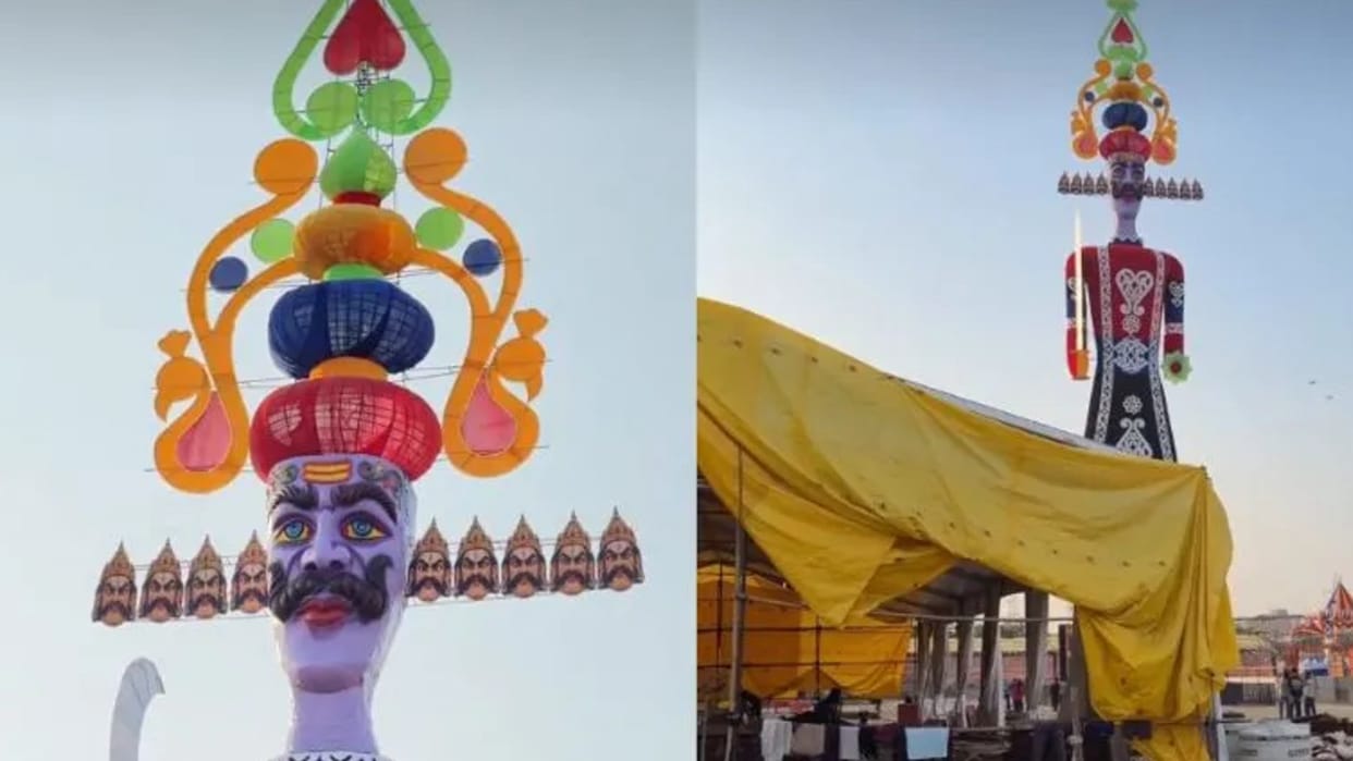 221 foot tall ravan dahan in delhi on dussehra netizens left stunned by height and cost