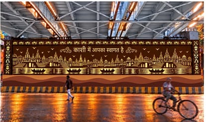 UP Kashi gets a makeover for the air show scenes of the Ganga ghats are being painted onto walls