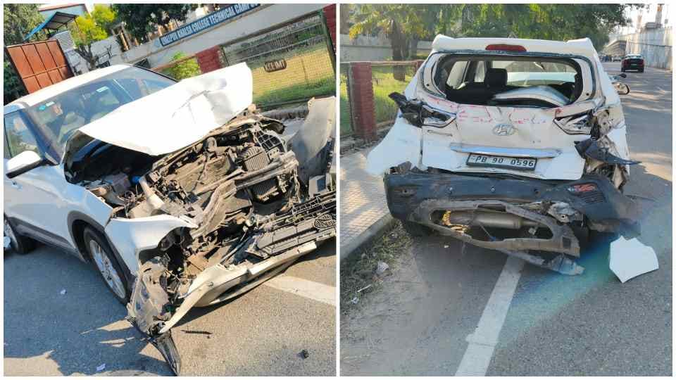 A bus collided with three vehicles in Jalandhar