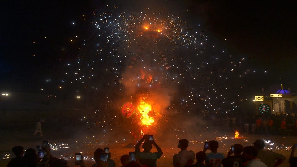 Kumbhkaran Effigy Burnt at Agra Ramlila Ground