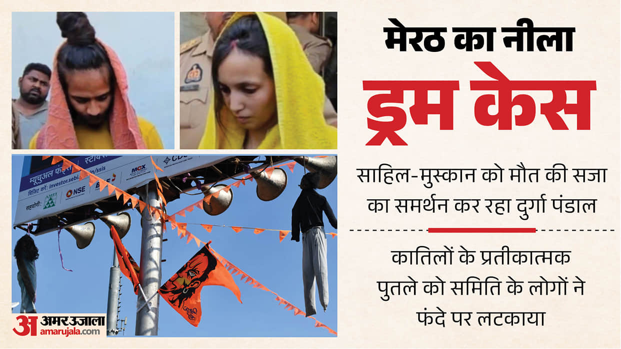 Meerut Blue Drum Murder Case: Gorakhpur Durga Pandal Hangs Effigies of Muskan and Sahil