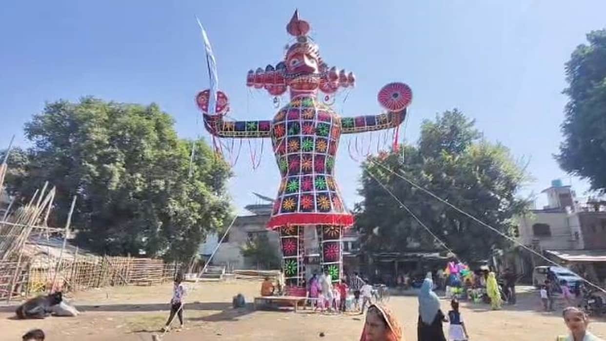 Barkat Ali builds a 65-foot-tall effigy of Ravana for the Ramlila in Lakhimpur kheri